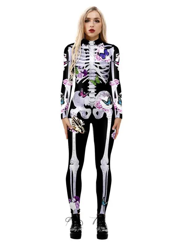 Skeletpak - Damesbloemen skelet Halloween-kostuum-Boutique Moda