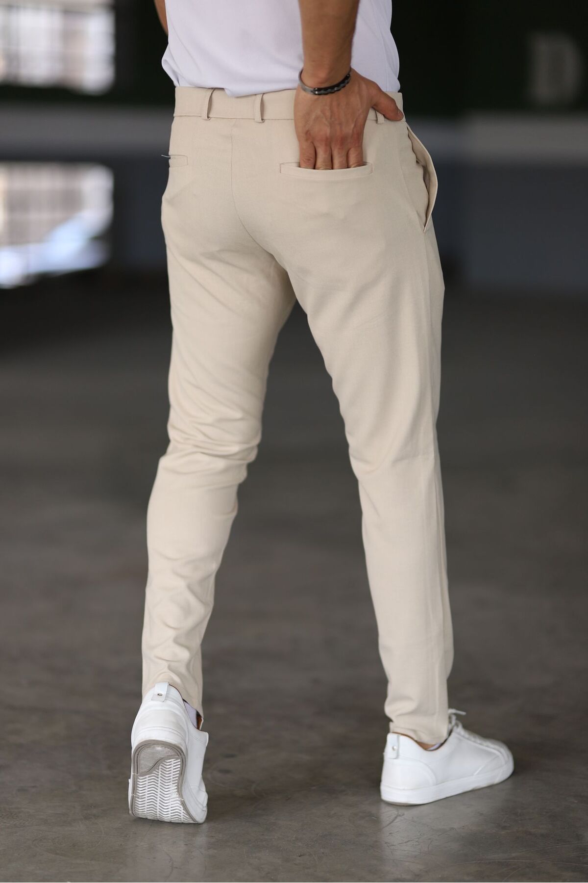 Skinny Chino's - Beige - Slim fit - Chino broeken - Herenbroeken-Boutique Moda