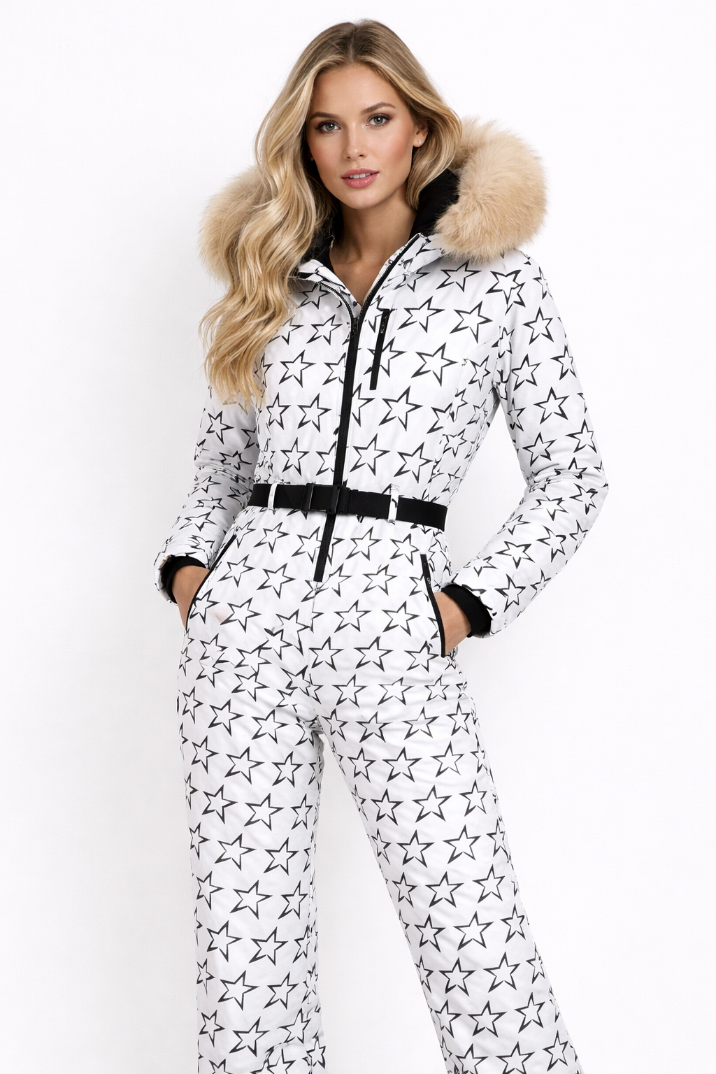 Skipak - damesoutfit met capuchon en ster met windstreepprint-Boutique Moda