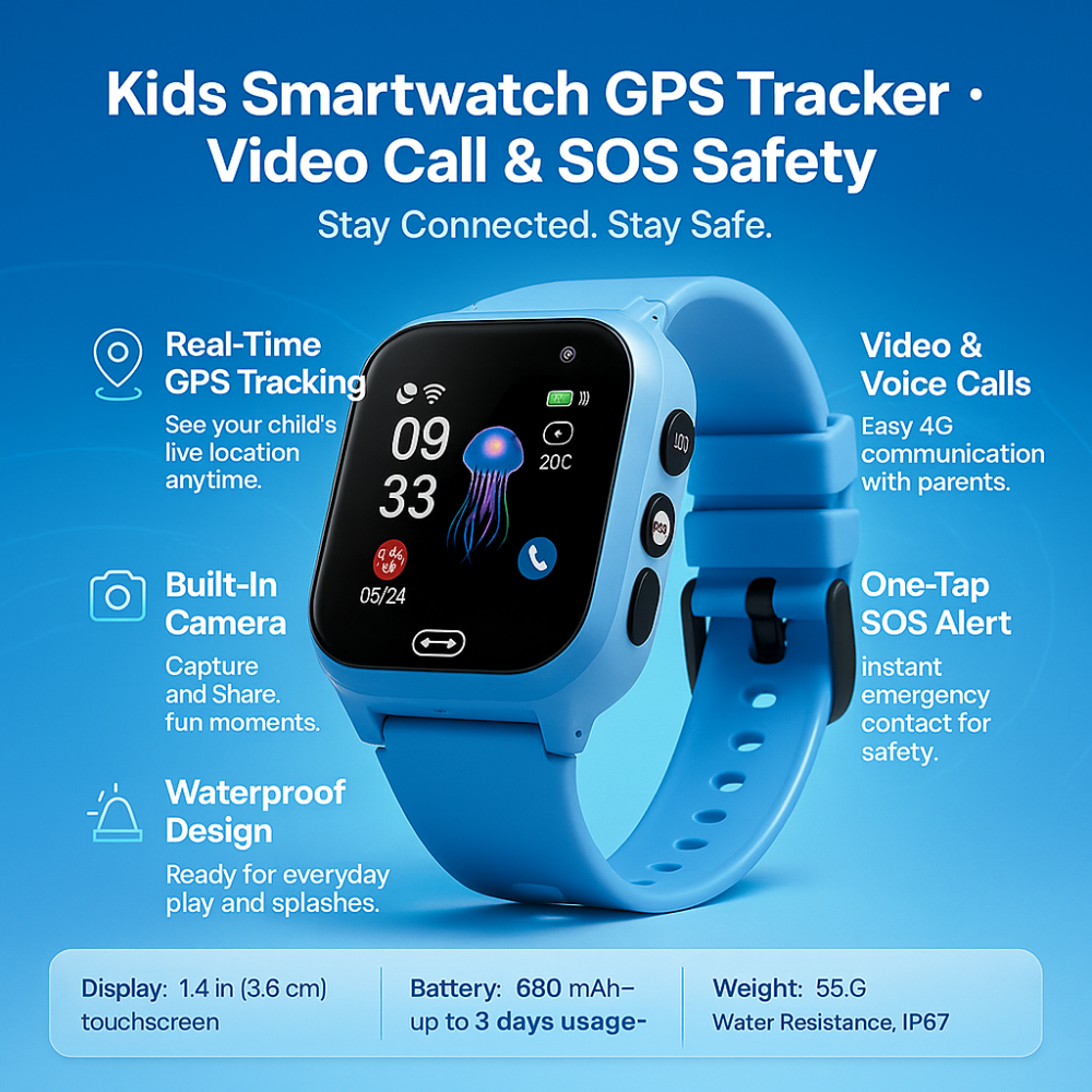 Slimme horloge voor kinderen - Waterdicht slim horloge met GPS en camera-Boutique Moda
