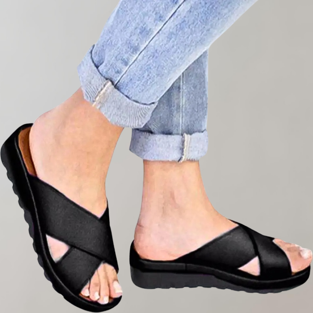 Slip-On Sandalen - Vrouwen Rubberen Zool Lage Sleehakken voor de Zomer-Boutique Moda