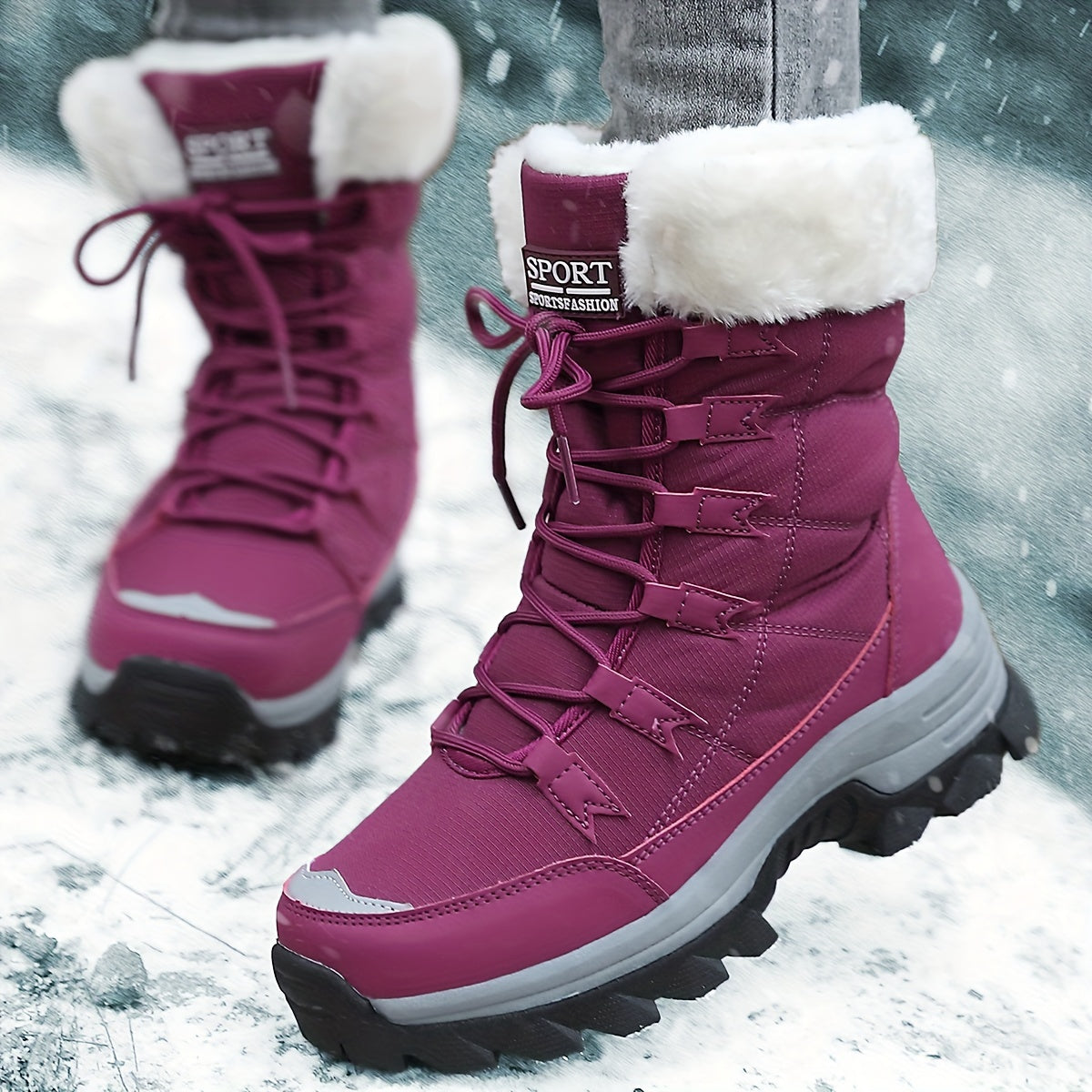 Sneeuwlaarzen | Bontgevoerd | Veterschoenen | Winterlaarzen | Dameslaarzen-Boutique Moda