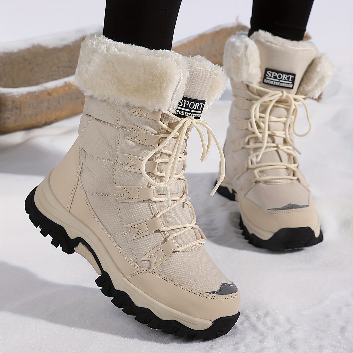 Sneeuwlaarzen | Bontgevoerd | Veterschoenen | Winterlaarzen | Dameslaarzen-Boutique Moda