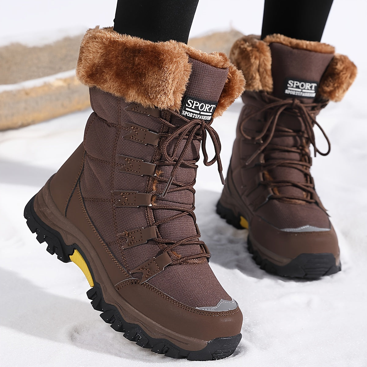 Sneeuwlaarzen | Bontgevoerd | Veterschoenen | Winterlaarzen | Dameslaarzen-Boutique Moda