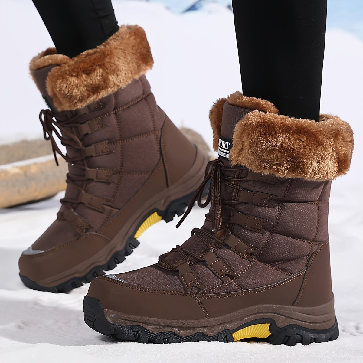Sneeuwlaarzen | Bontgevoerd | Veterschoenen | Winterlaarzen | Dameslaarzen-Boutique Moda