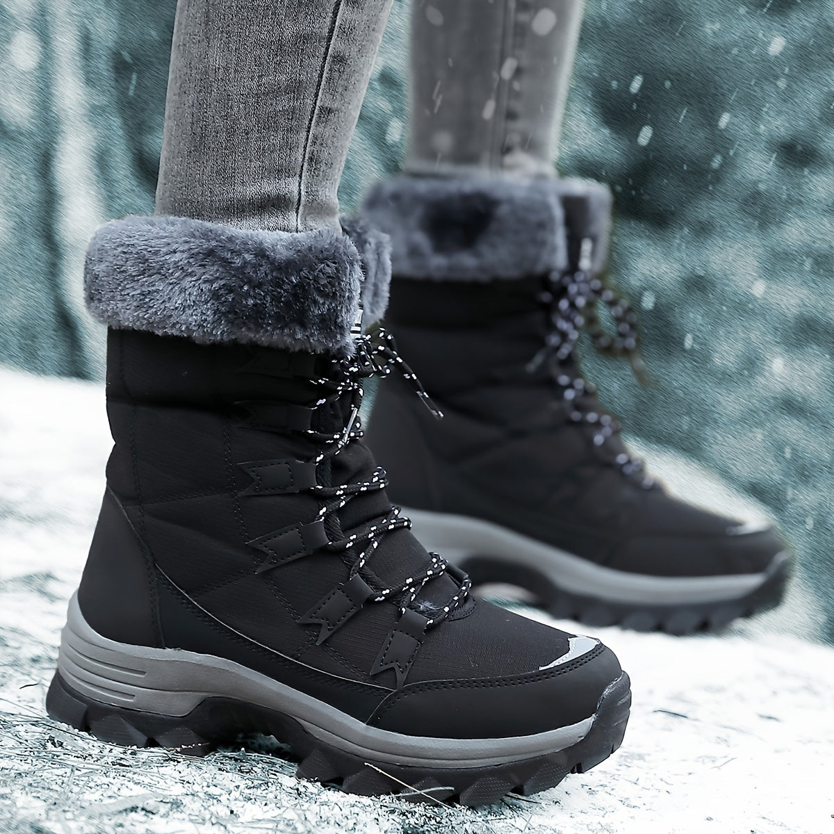 Sneeuwlaarzen | Bontgevoerd | Veterschoenen | Winterlaarzen | Dameslaarzen-Boutique Moda