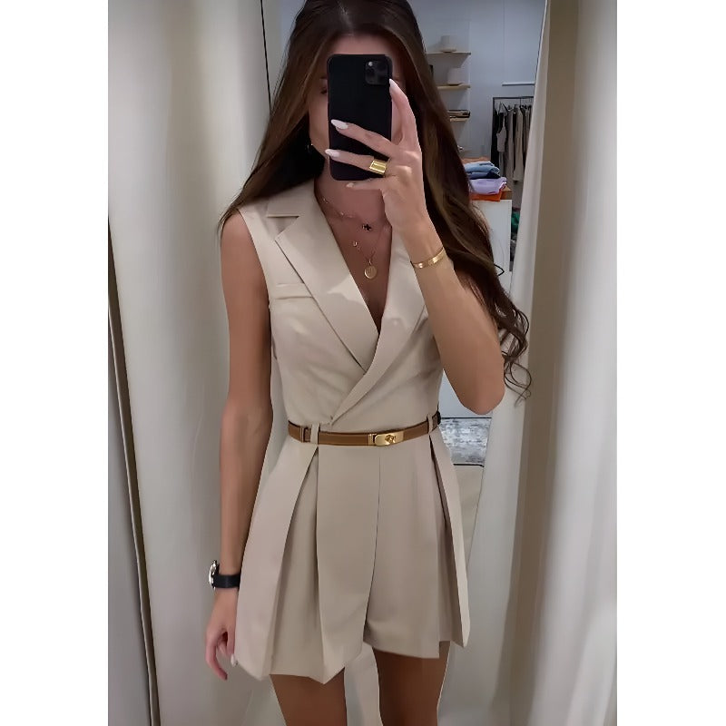 Speelpak - Mouwloos - Riem - Springpak - Elegante Jumpsuit-Boutique Moda