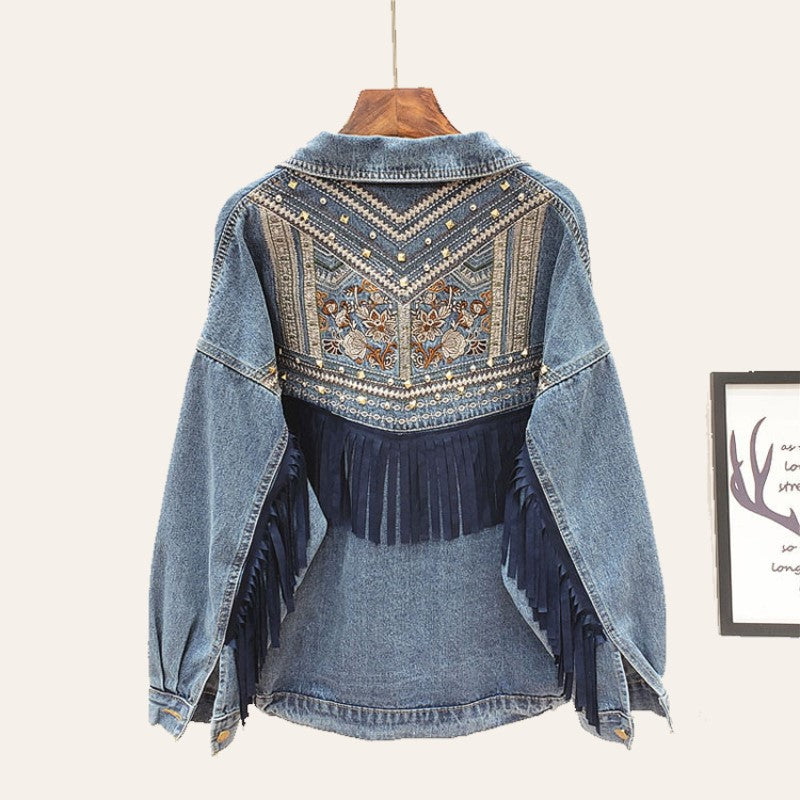 Spijkerjasje | Boho | Kwastjes | Oversized spijkerjasje | Damesjassen-Boutique Moda