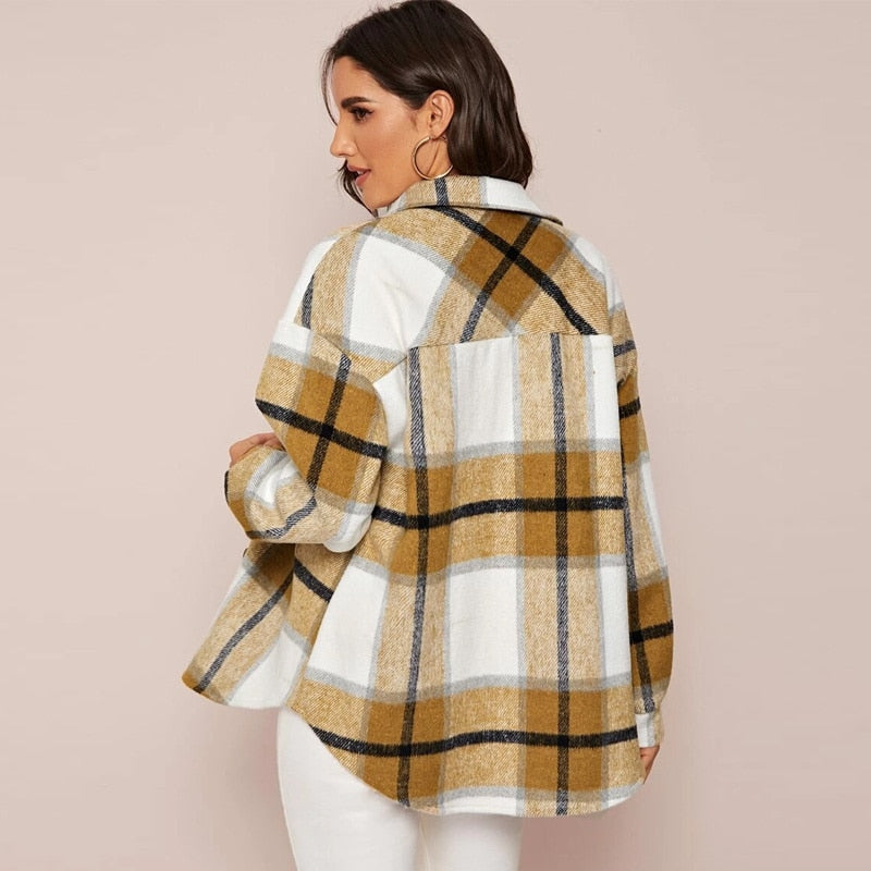 Stijlvolle geruite jas met zakken-Boutique Moda