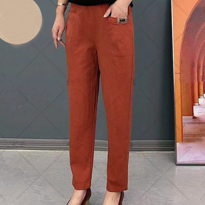 Stretchbroek - Damesbroek met elastische tailleband en rechte pijpen-Boutique Moda