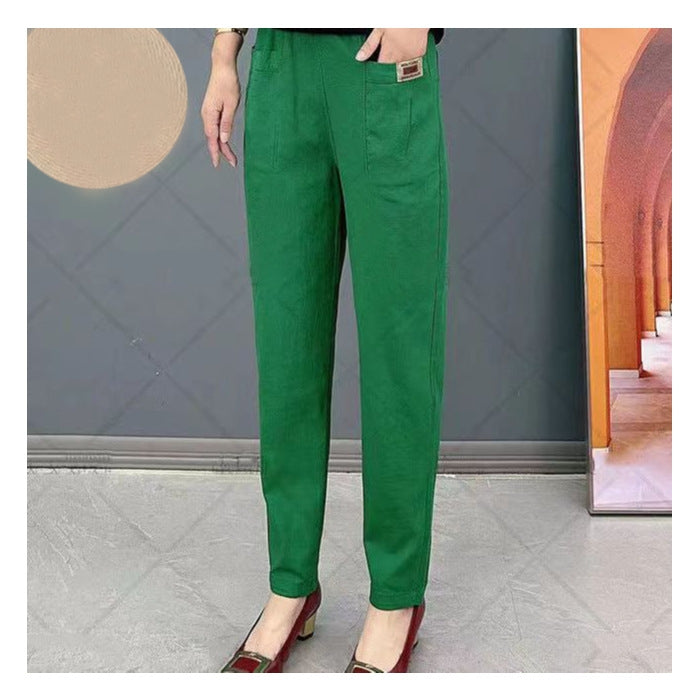 Stretchbroek - Damesbroek met elastische tailleband en rechte pijpen-Boutique Moda