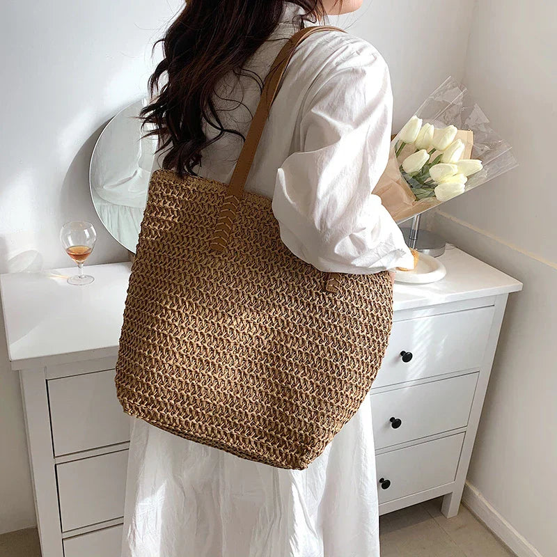 Strooitas - Grote zomerse schoudertas voor dames-Boutique Moda