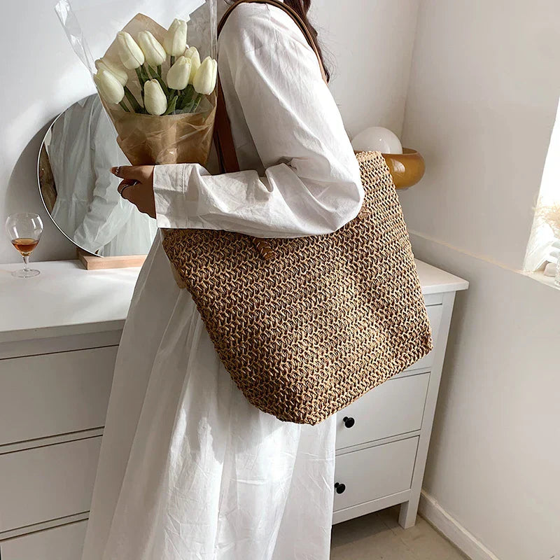 Strooitas - Grote zomerse schoudertas voor dames-Boutique Moda