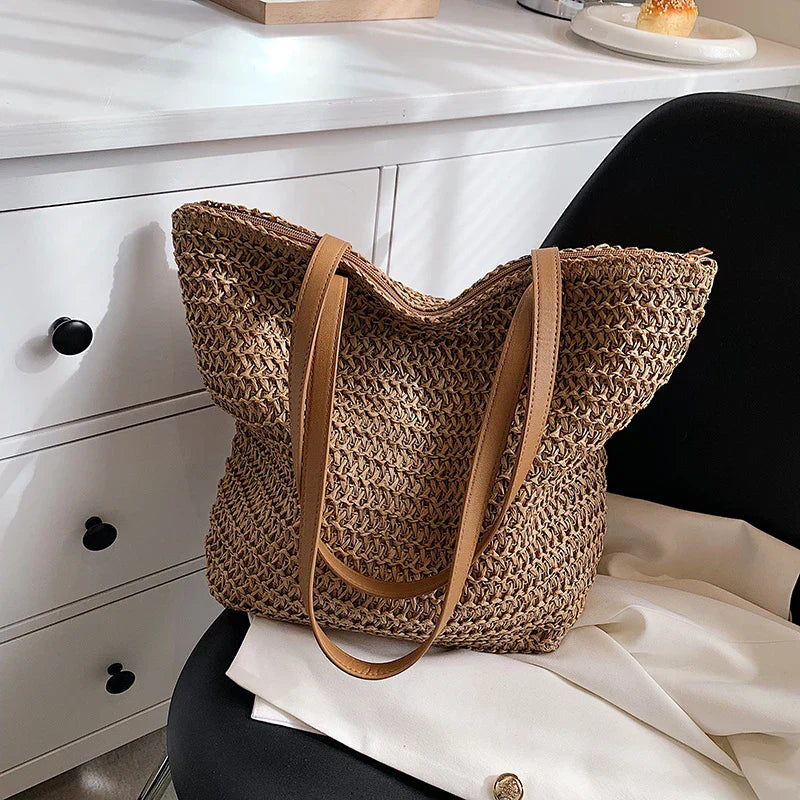 Strooitas - Grote zomerse schoudertas voor dames-Boutique Moda