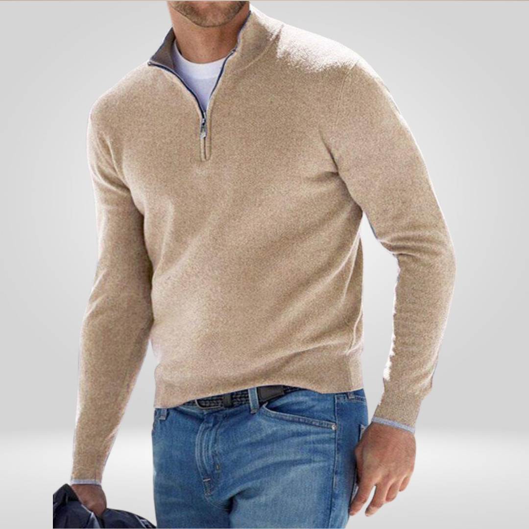 Sweater met kwart rits | Casual | Warm | Gebreide trui | Trui met halve rits voor heren-Boutique Moda