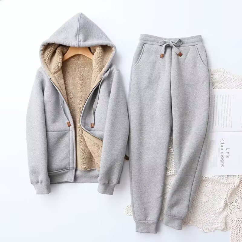 Sweats Set | Warm | Fleece Gevoerd | Hoodie en Jogger Set | Joggingpakken voor Vrouwen-Boutique Moda