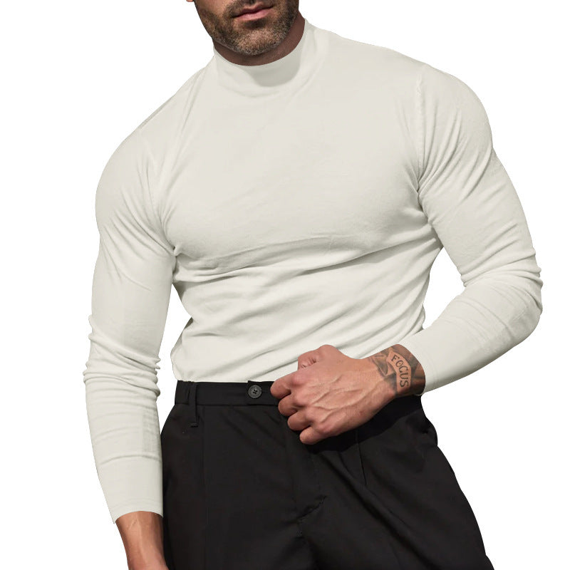 T-shirt met lange mouwen - Effen - Hoge hals - Pullover - Herenhemd-Boutique Moda