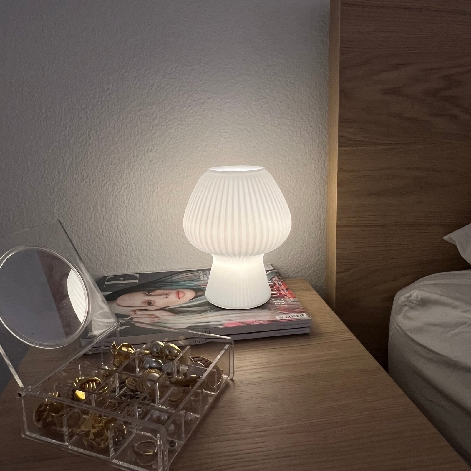 Tafellamp | Glas Paddenstoel | Vintage USB Warm Licht-Boutique Moda