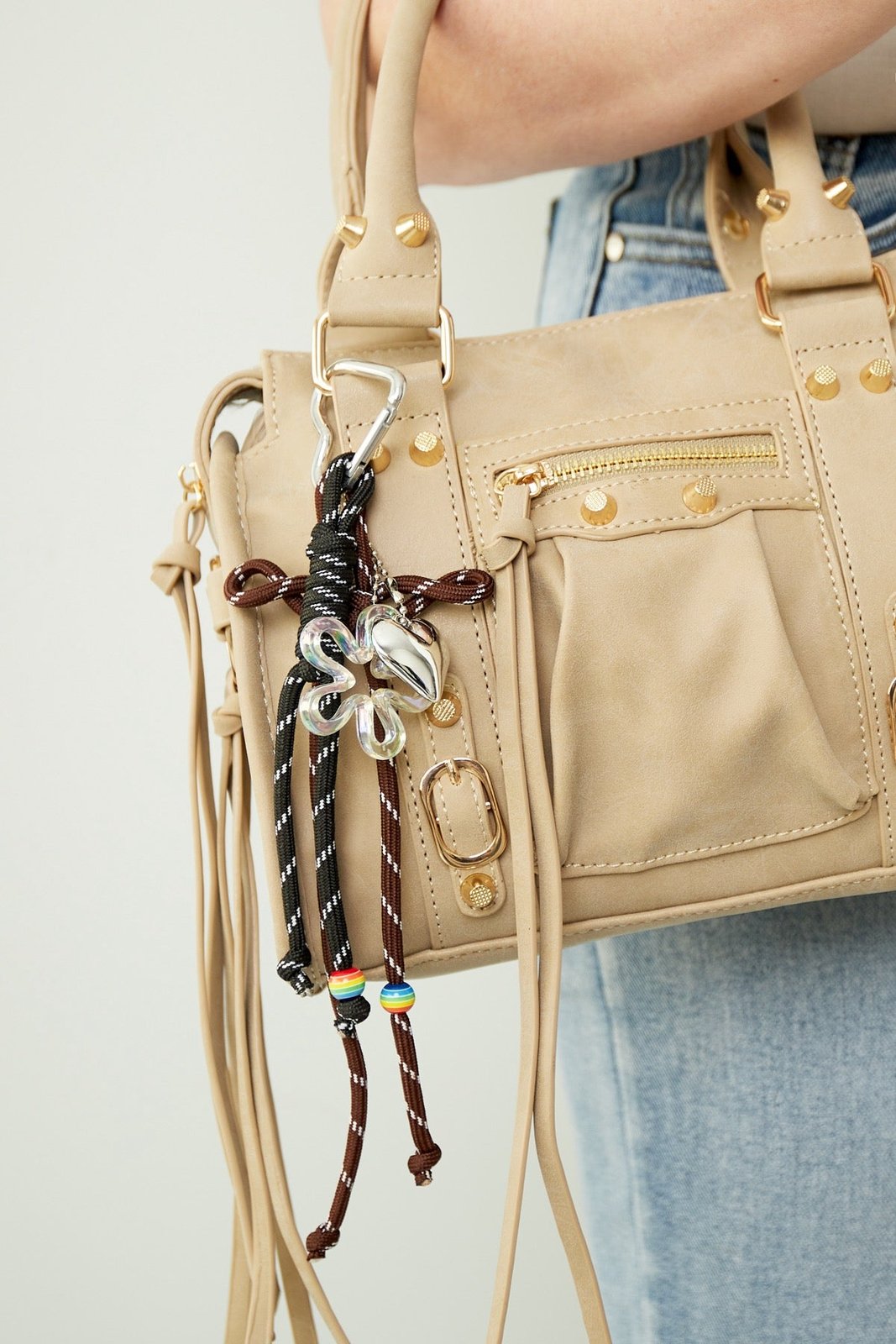Tassenhanger Gevlochten Koord | Sleutelhanger met Karabijnhaak | Tassenbedel-Boutique Moda