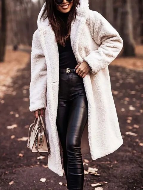 Teddy Coat | Hooded | Faux Fur | Long Coat | Women's Winter Coat-Boutique Moda
