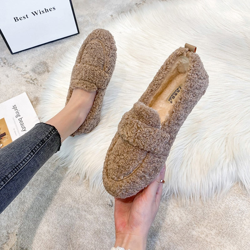 Teddy Loafers - Zachte, harige instaploafers voor dames-Boutique Moda