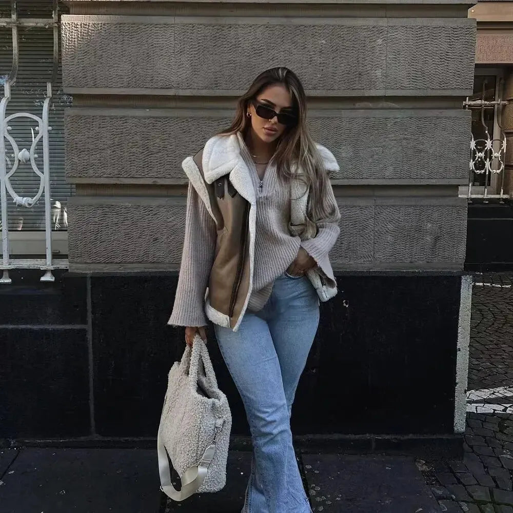 Teddy Vest - Dames mouwloos Loose Fit Teddy Fleece Winter Vest-Boutique Moda