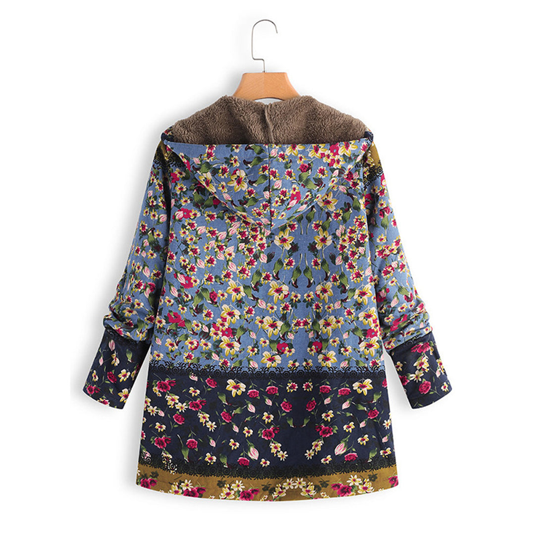 Teddyjas - Bloemen - Rits - Jas met capuchon - Damesjas-Boutique Moda