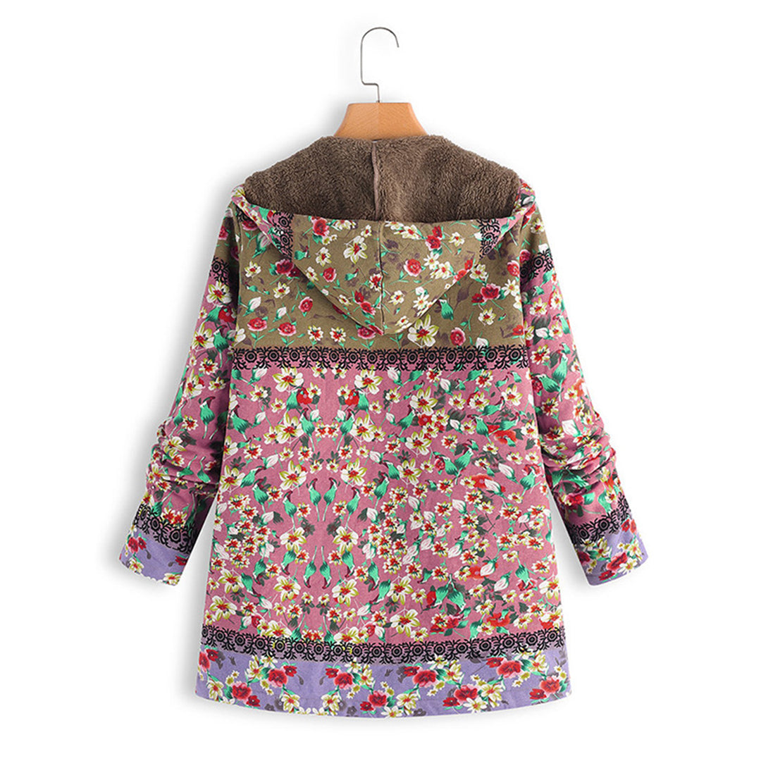 Teddyjas - Bloemen - Rits - Jas met capuchon - Damesjas-Boutique Moda