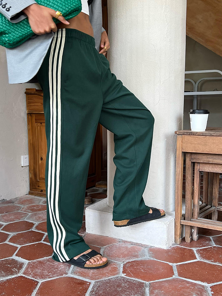 Trainingsbroek | Gestreepte | Elastische tailleband | Joggingbroek met wijde pijpen | Joggingbroek voor dames-Boutique Moda