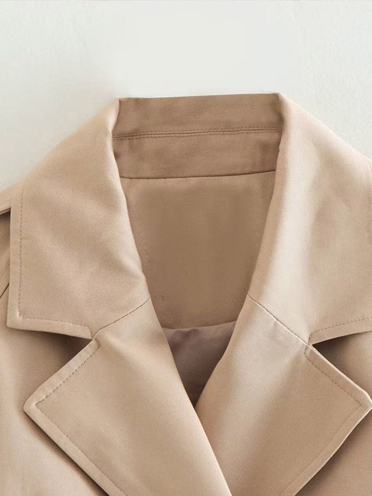 Trenchcoat - Beige - Riem - Bijgesneden Jas - Damesjas-Boutique Moda