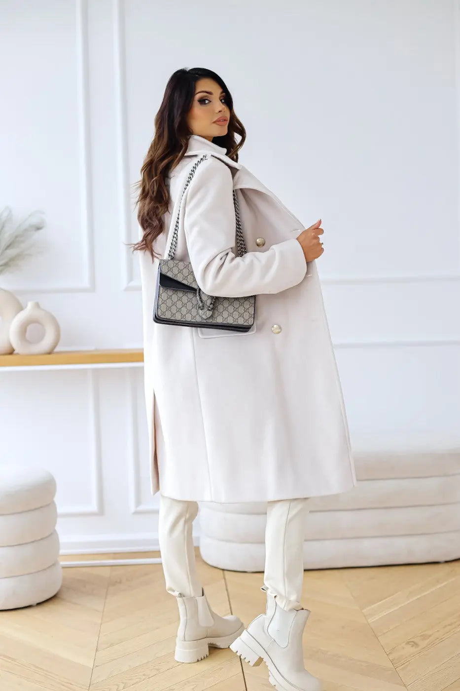 Trenchcoat | Klassiek | Double Breasted | Lange Pea Jas | Winterjas voor Vrouwen-Boutique Moda