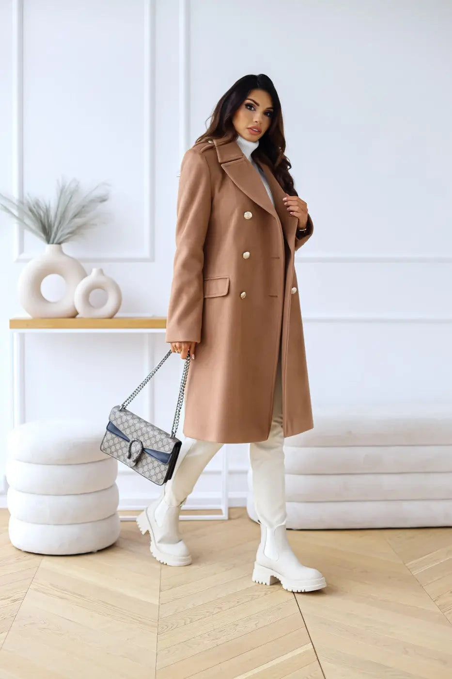 Trenchcoat | Klassiek | Double Breasted | Lange Pea Jas | Winterjas voor Vrouwen-Boutique Moda