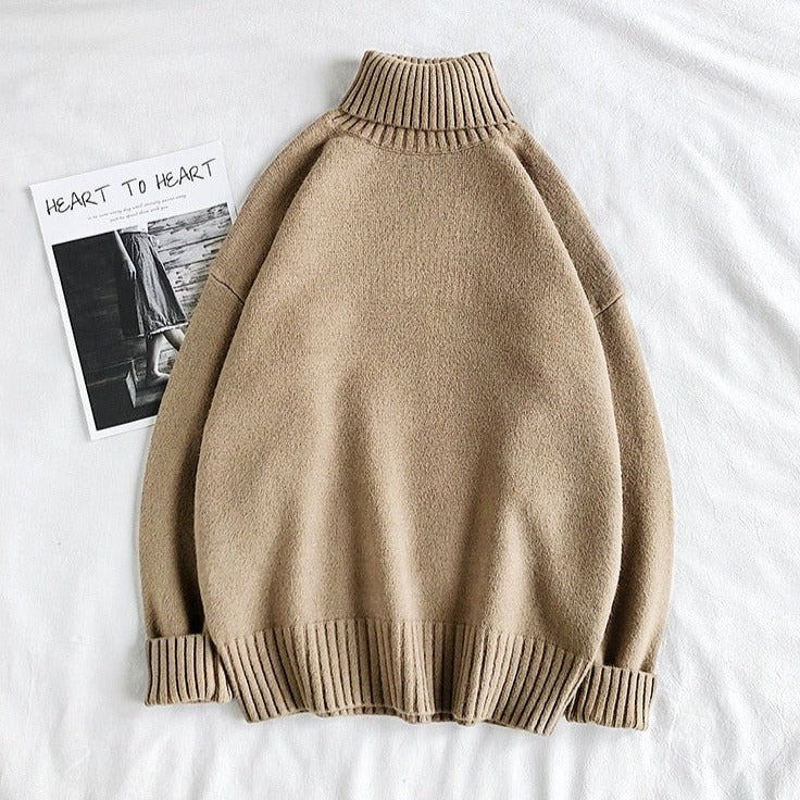 Trui met col - Heren Trui met oversized gebreide rolhals-Boutique Moda