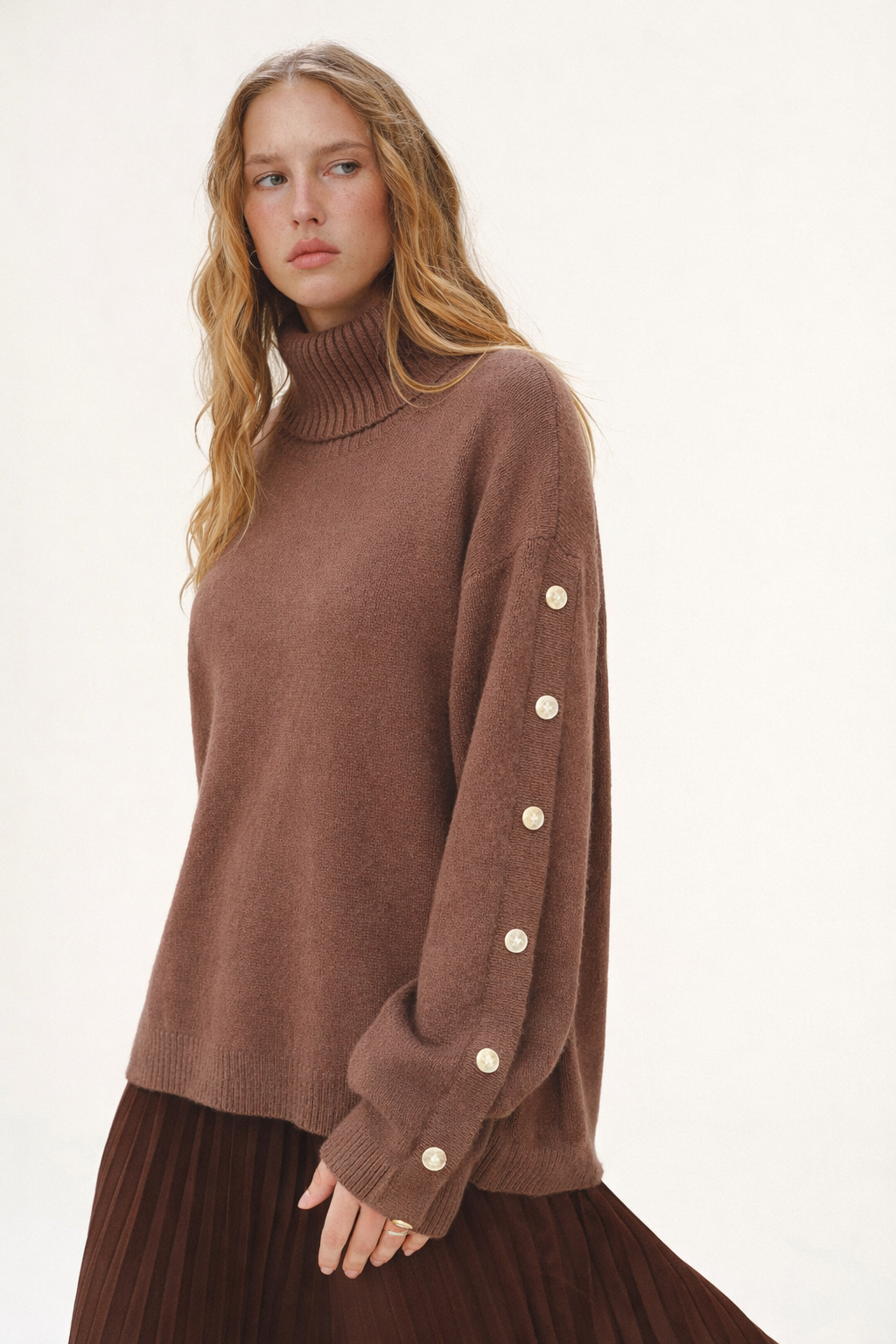 Trui met col – Oversized gebreide trui met col voor dames-Boutique Moda