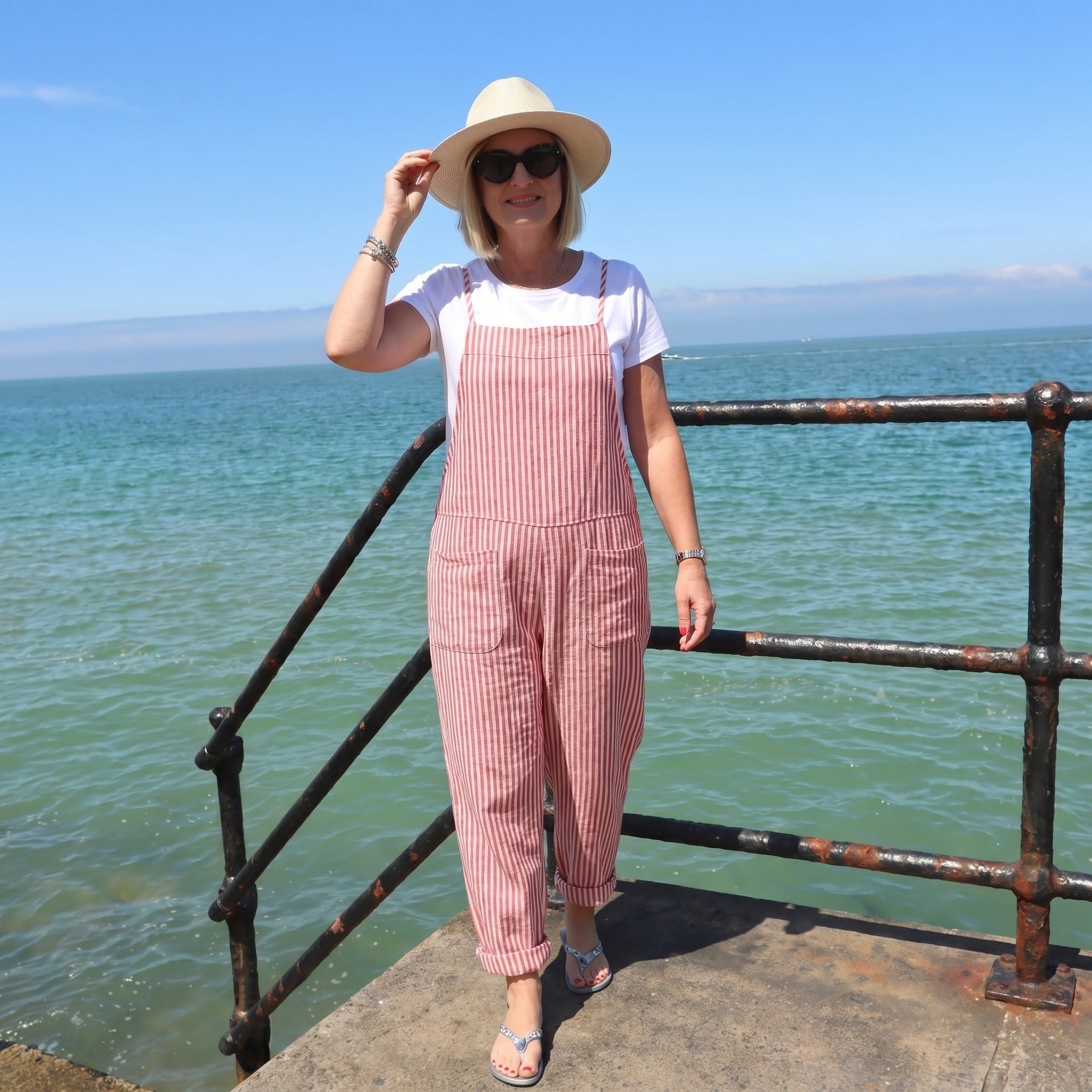 Tuinbroek Dames | Linnenlook Salopette | Mouwloze Jumpsuit met Strikbandjes-Boutique Moda