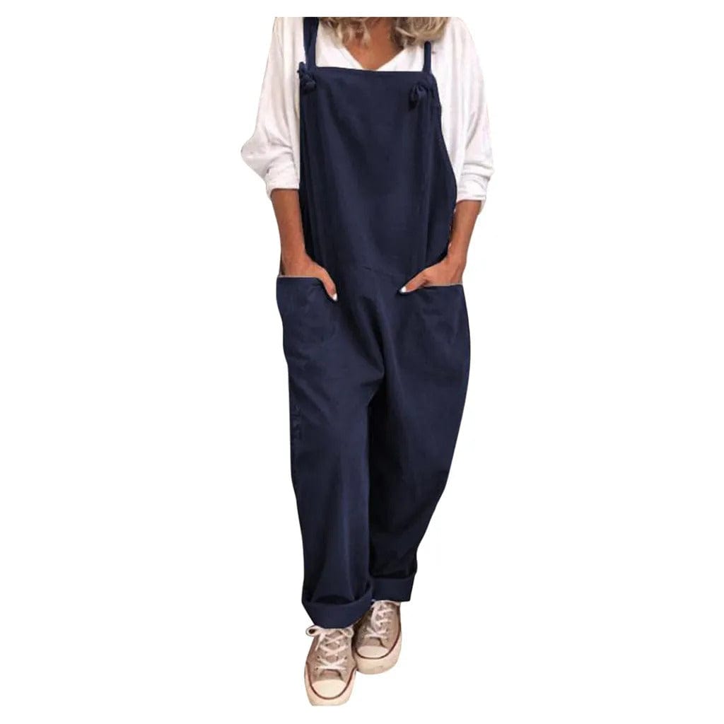 Tuinbroek - Dames mouwloze linnen jumpsuit met losse pasvorm-Boutique Moda