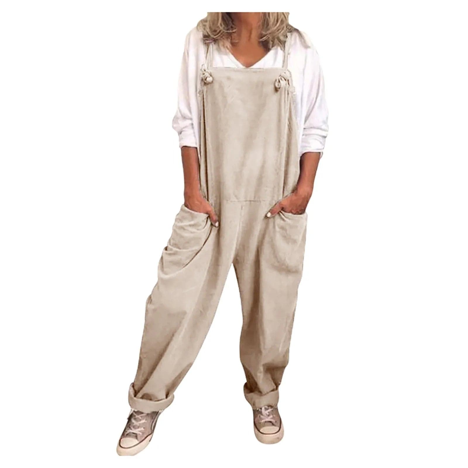 Tuinbroek - Dames mouwloze linnen jumpsuit met losse pasvorm-Boutique Moda