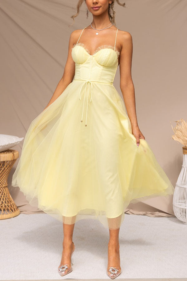Tule Jurk | Mouwloos | Midi | Korsetjurk | Cocktailjurk-Boutique Moda