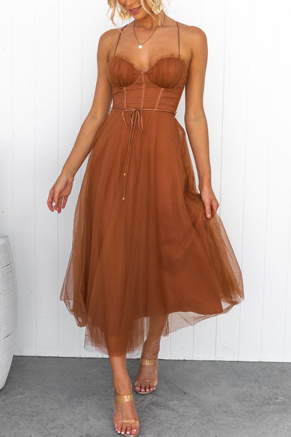 Tule Jurk | Mouwloos | Midi | Korsetjurk | Cocktailjurk-Boutique Moda