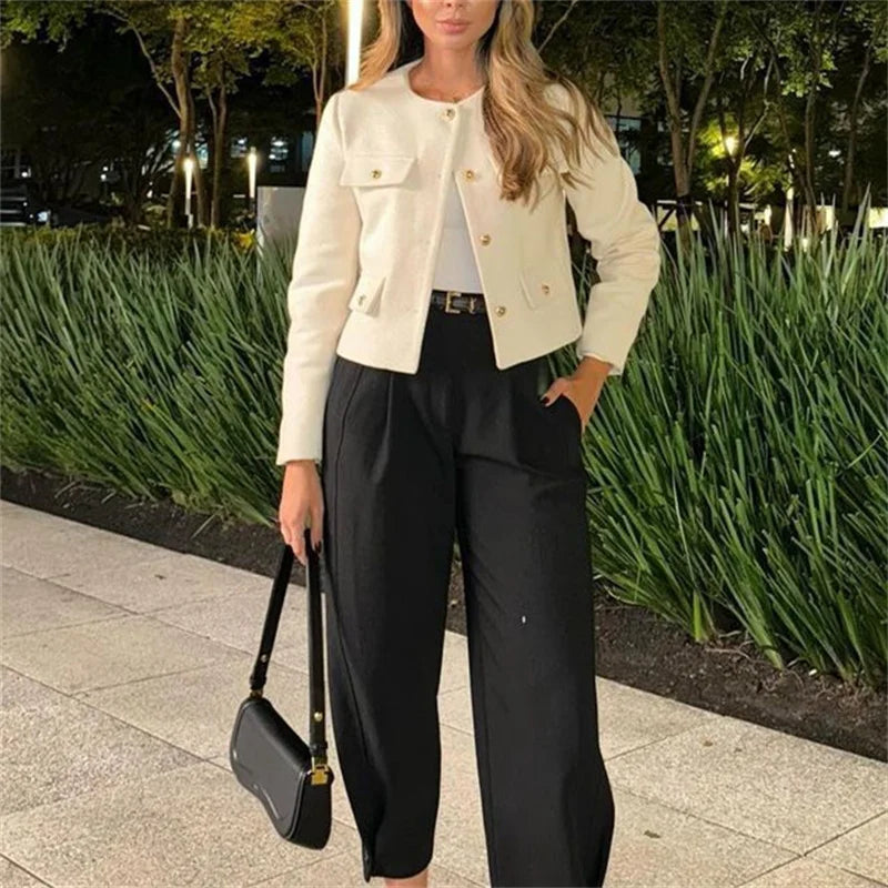 Tweed Jas | Kort | Single Breasted | Blazer Jas | Dames Jas-Boutique Moda