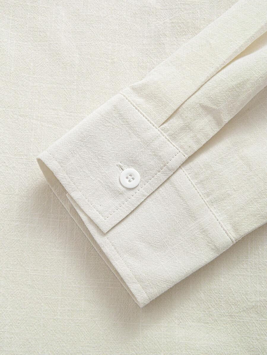 Tweedelige Set - Linnen overhemd met knopen en broek voor mannen-Boutique Moda