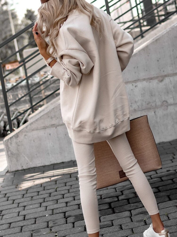 Tweedelige Set - Oversized trui en legging voor dames-Boutique Moda
