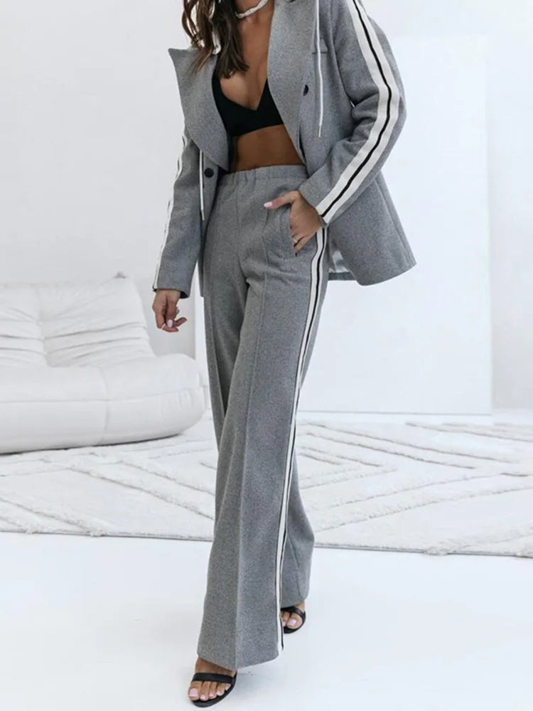 Tweedelige set - Casual - Wijde pijpen - Blazerset - Co-Ord Set Vrouwen-Boutique Moda