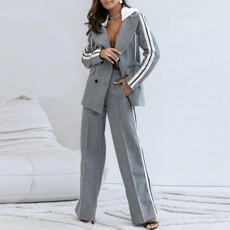 Tweedelige set - Casual - Wijde pijpen - Blazerset - Co-Ord Set Vrouwen-Boutique Moda