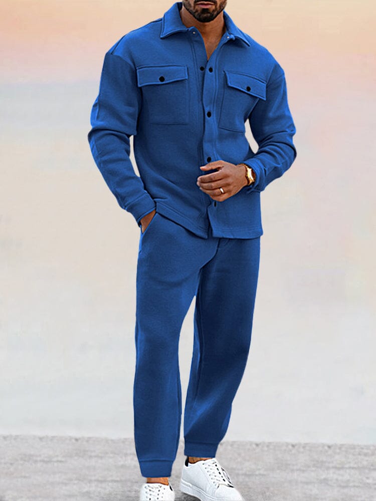 Tweedelige set - Casual overshirt met lange mouwen en broek voor heren-Boutique Moda