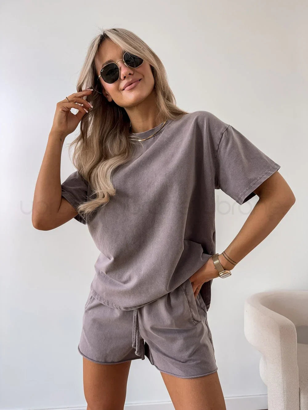 Tweedelige set - Oversized T-shirt en minishort voor dames-Boutique Moda