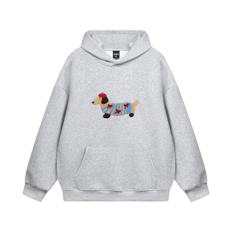 Unisex Hoodie - Relaxed fit pullover hoodie met hondprint-Boutique Moda
