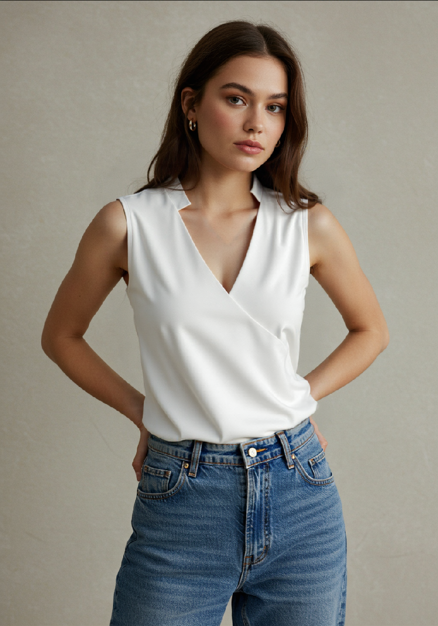 V-hals top | Mouwloos | Elegant | Dames tops voor speciale gelegenheden | Dameskleding-Boutique Moda