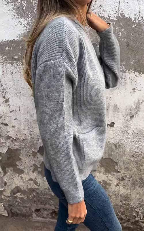 Vest met rits - Warm - Zakken - Gebreid vest - Dameskleding-Boutique Moda