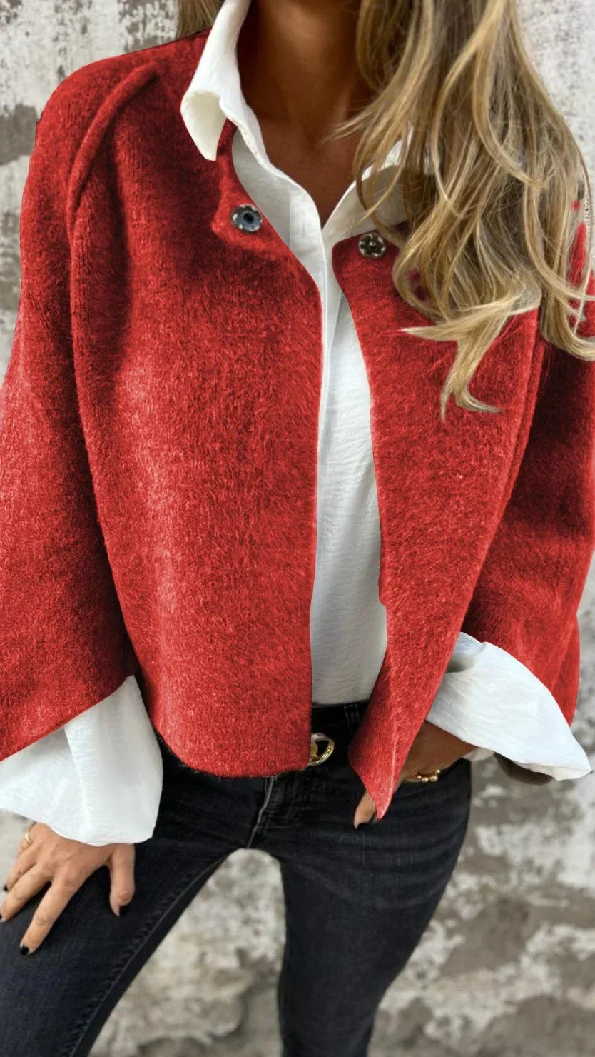 Vestjasje - Los model - Wol - Gebreid vest - Dameskleding-Boutique Moda